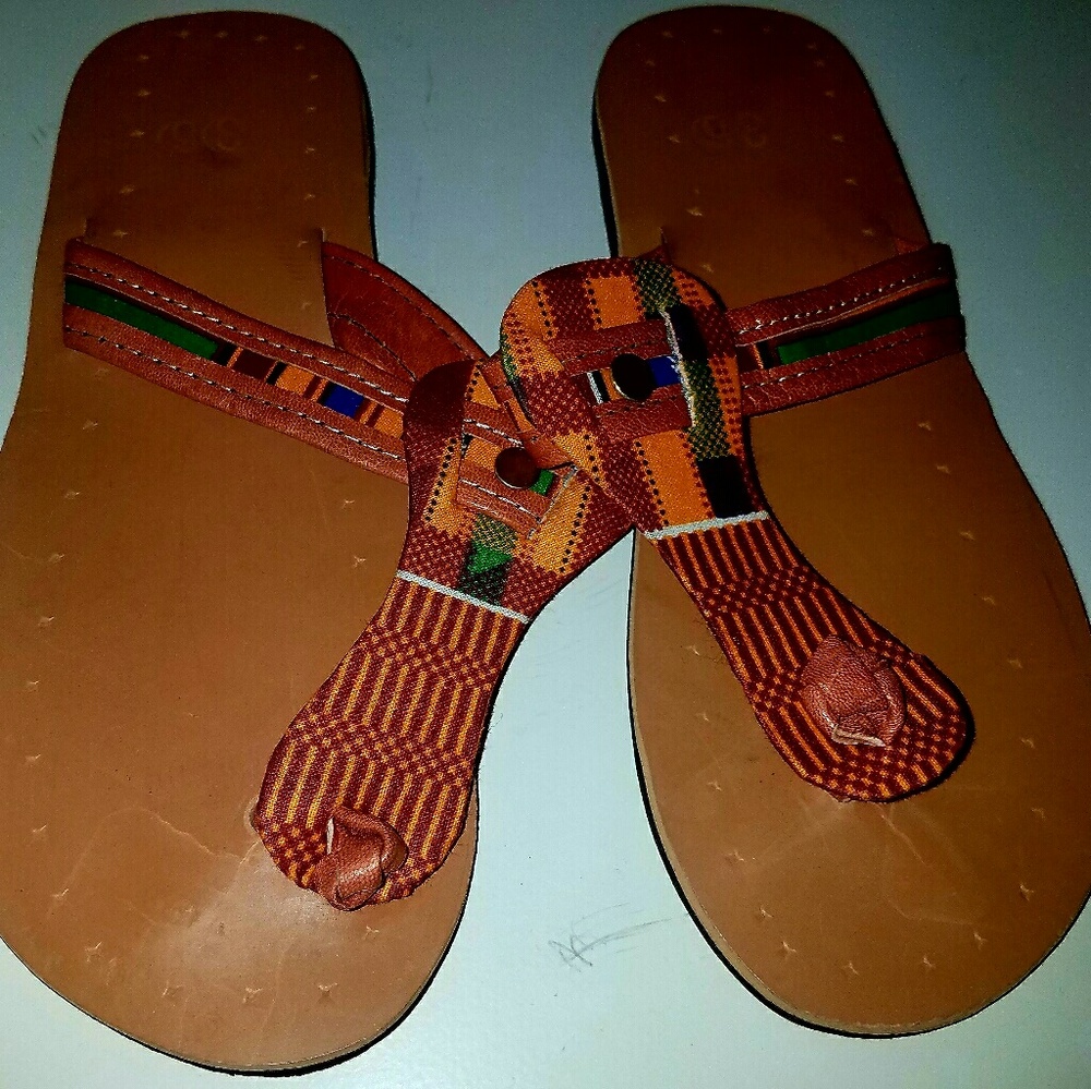 African print Ghana kente sandals